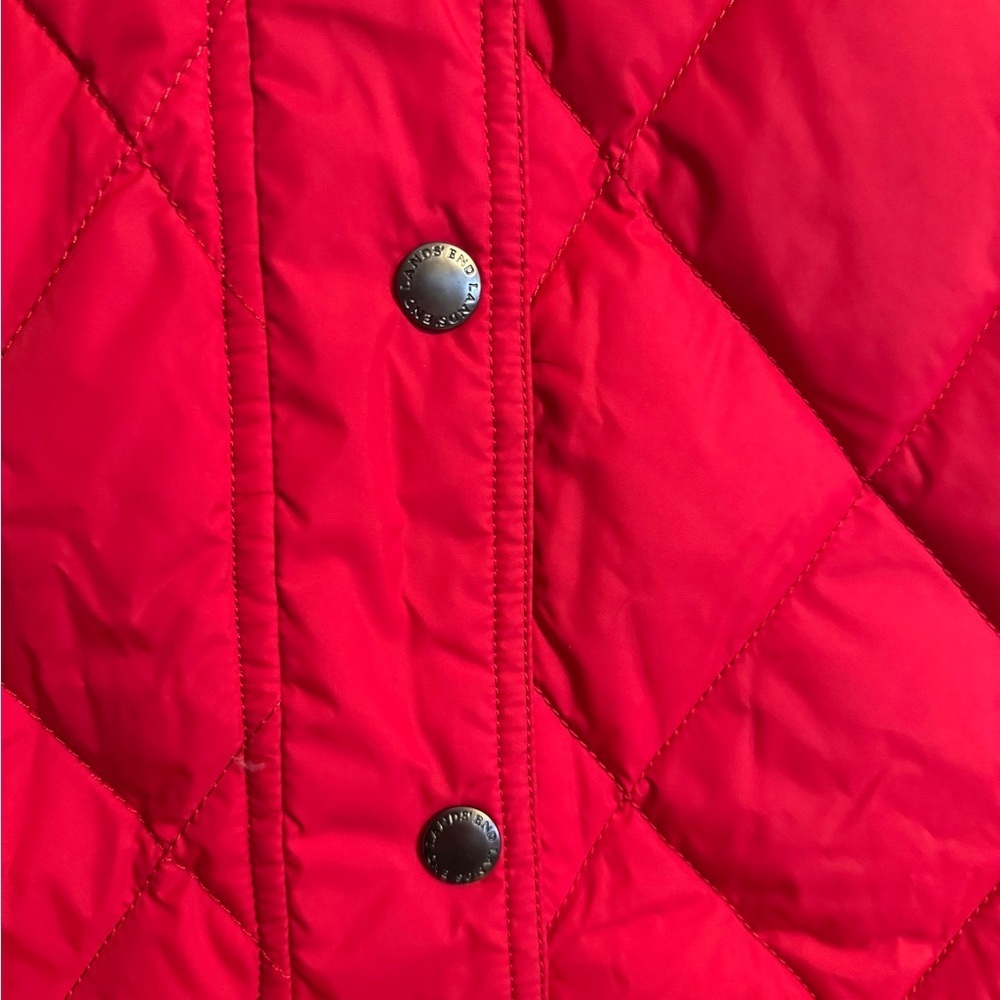 Lands End Women's Red Quilted Down Feather Puffer Vest - Picture 2 of 7